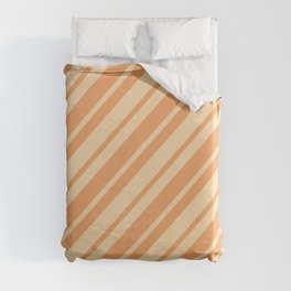 [ Thumbnail: Tan and Brown Colored Lined Pattern Duvet Cover ]