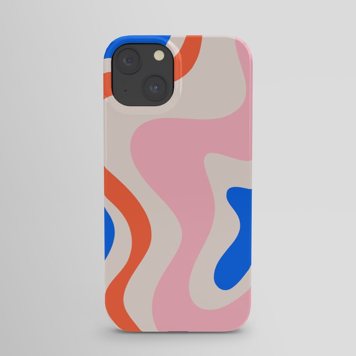 Retro Liquid Swirl Abstract Pattern Square Pink, Orange, and Royal Blue iPhone Case