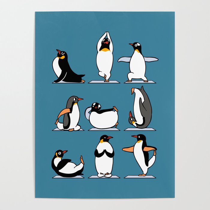 Penguin Yoga Poster