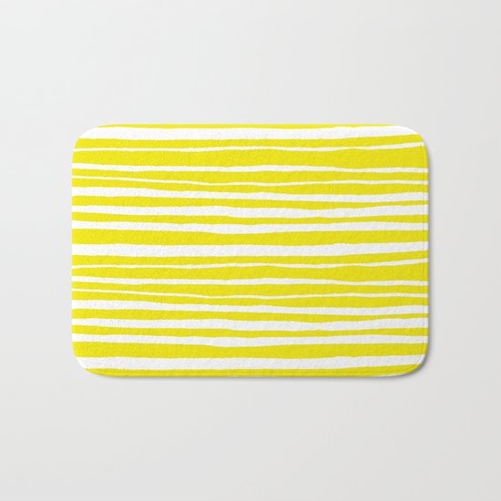 Small Sun Yellow Handdrawn horizontal Beach Stripes - Mix and Match with Simplicity of Life Bath Mat