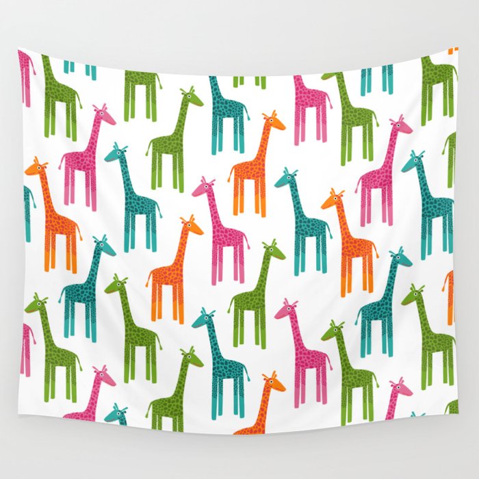 Giraffes-Multicolor Wall Tapestry