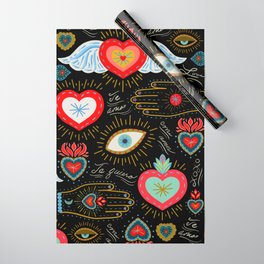 Milagro Love Hearts - Black Wrapping Paper