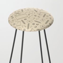 Macaroni Art Outlines on a Cream Background Counter Stool