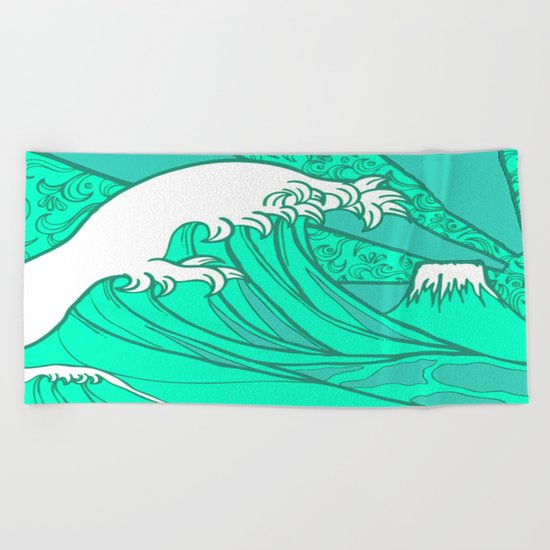 FRESH WAVE AND MOUNTAIN Beach Towel