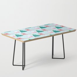 Christmas Pattern Watercolor Tree Ribbon Letter Coffee Table