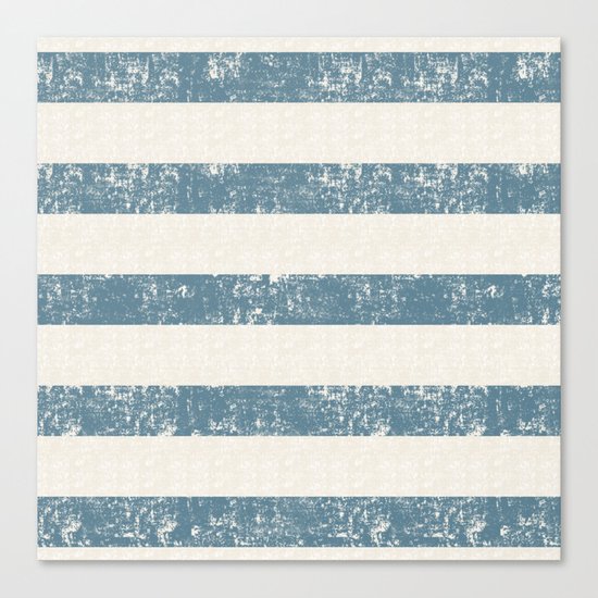Maritime Beach Pattern- Blue and White Stripes- Horizontal- Canvas Print