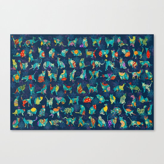 Colorful Christmas cats Canvas Print