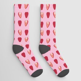 Half a Heart Strawberry Pattern (pink) Socks