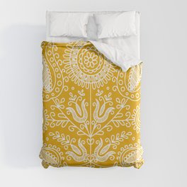 Tree of Life Yellow Hungarian Embroidery Design Duvet Cover