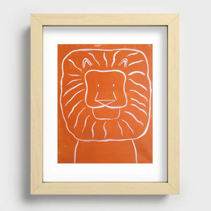 No. 003 - Original Painting - 16" x 20" - The Lion (Modern Kids & Nursery Art) Recessed Framed Print