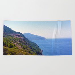 Spain Photography - Huge Mountains By The Blue Ocean  Beach Towel