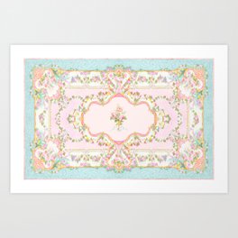  French Rococo Floral Watercolor Panel Art Print