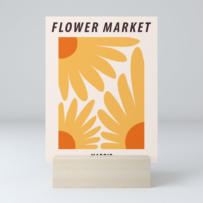 Flower market print, Madrid, Posters aesthetic, Sunflowers, Cottagecore decor, Floral art Mini Art Print