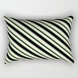 [ Thumbnail: Light Yellow, Dark Sea Green, Black, and Dim Gray Colored Striped Pattern Rectangular Pillow ]
