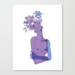 Lilac Beauty / Purple, blue and green naked woman with flowers / Explicit Design Canvas Print