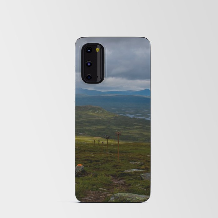 Kungsleden trail descending to a magnificent valley Android Card Case