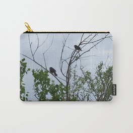 Two in a Bush Carry-All Pouch | Cloudy, Color, Branch, Tree, Birds, Verticle, Green, Trees, Nature, Photo 