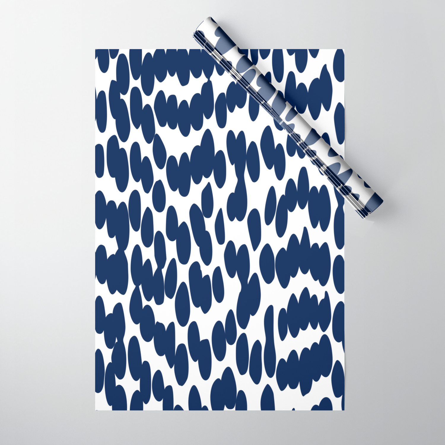 Navy Blue Abstract Dots Pattern Wrapping Paper By Meganmorrisart