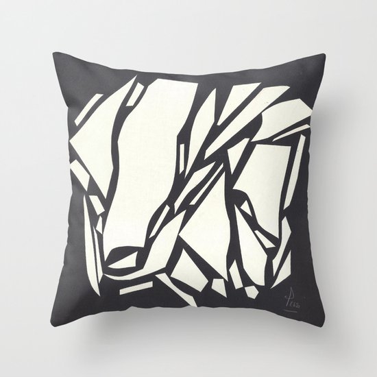 Abstract black white Throw Pillow