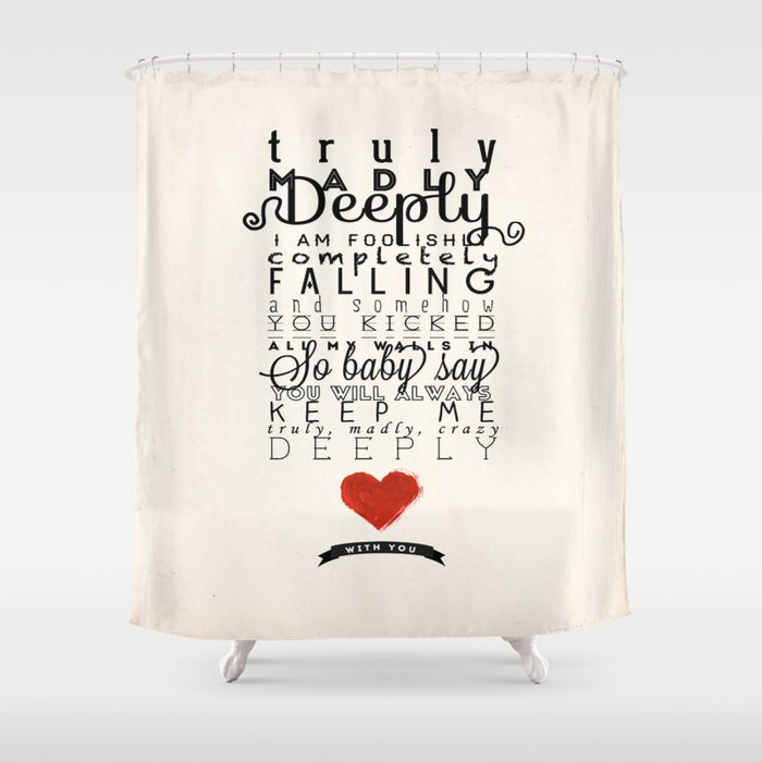 Truly Madly Deeply Shower Curtain, One Direction Shower Curtains