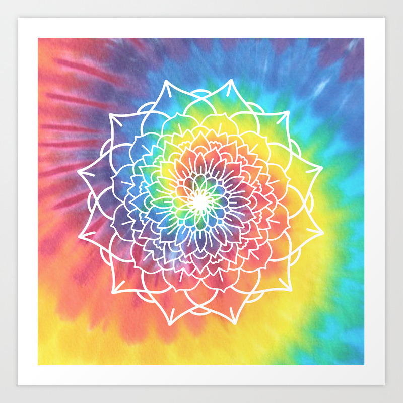 Rainbow Tie Dye Mandala Art Print By Sianbrierley Society6