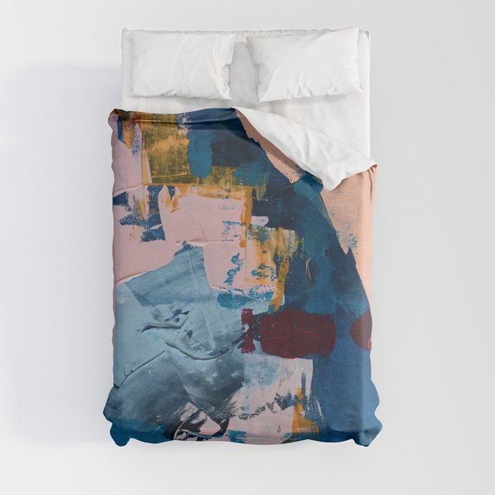 A Drop in the Ocean: an abstract piece by Alyssa Hamilton Art in blue, maroon, and peach Duvet Cover