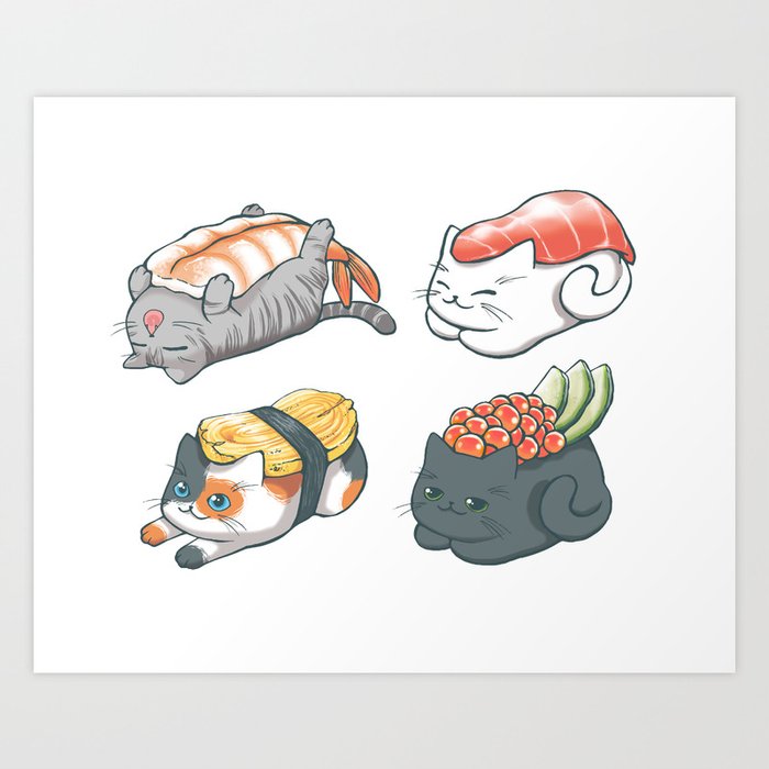 Sushi Cats Kunstdrucke