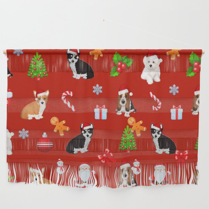 Christmas,festive puppies pattern Wall Hanging