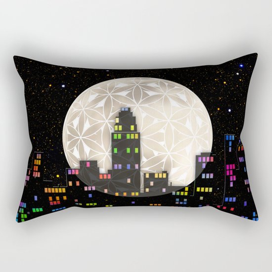 The Flower of Life Moon Rectangular Pillow