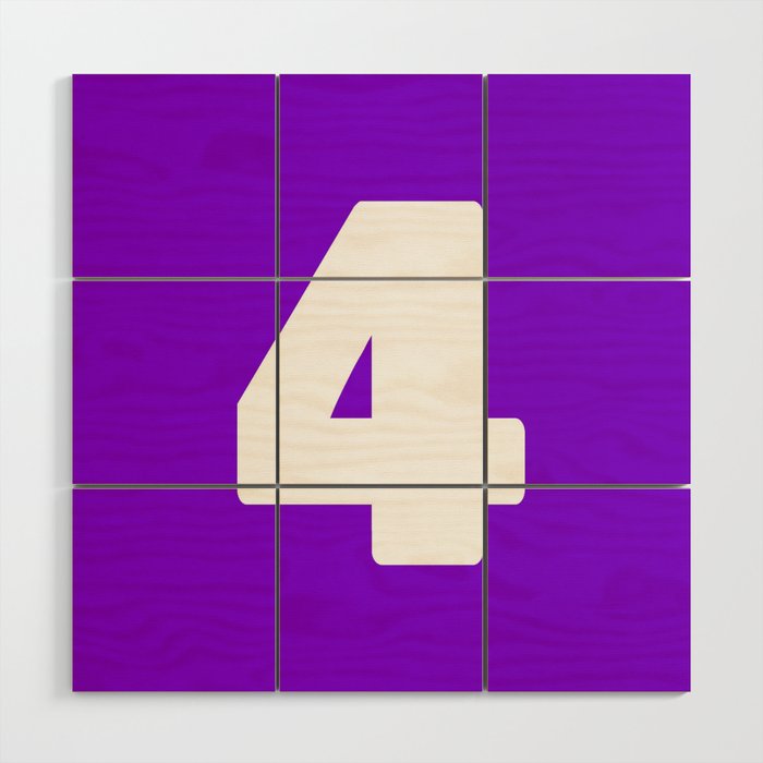 4 (White & Violet Number) Wood Wall Art