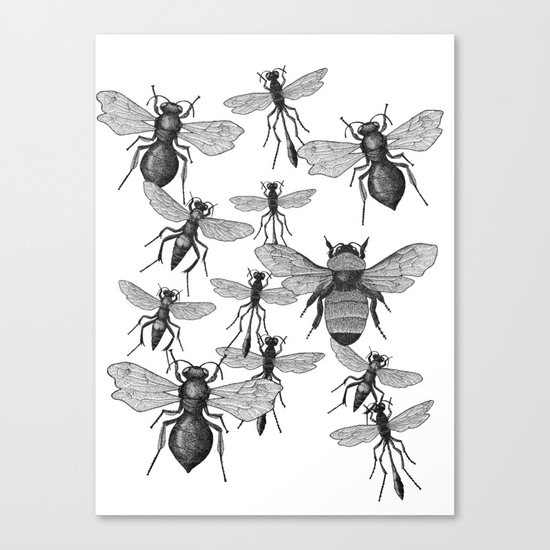 Bees and wasp Flying Canvas Print