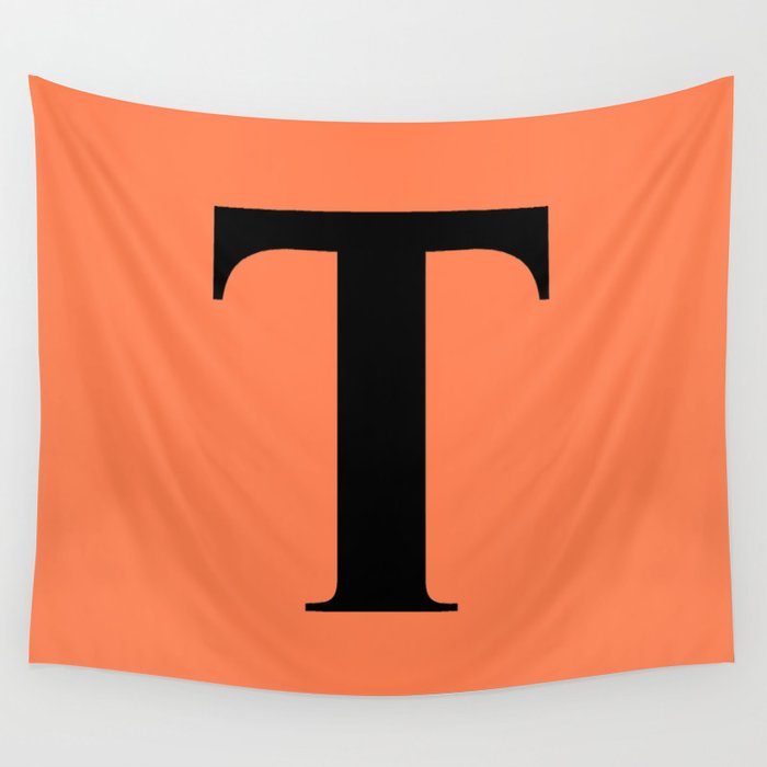 T MONOGRAM (BLACK & CORAL) Wall Tapestry