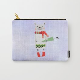 Cute Bear in Winter Wear Holding Umbrella Carry-All Pouch
