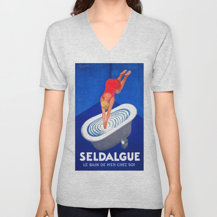 Vintage Bath Poster Seldalgue  V Neck T Shirt
