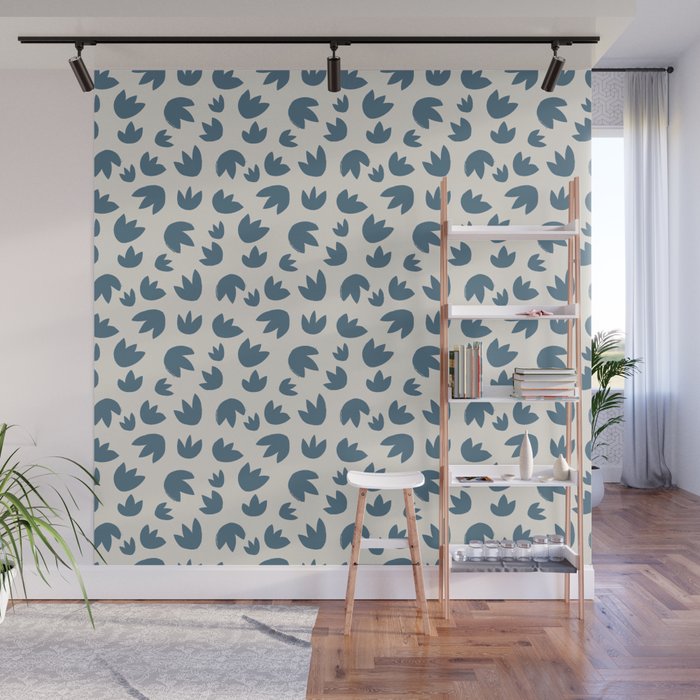Flower Bulb - 01 - Inky Blue on Alabaster White Wall Mural