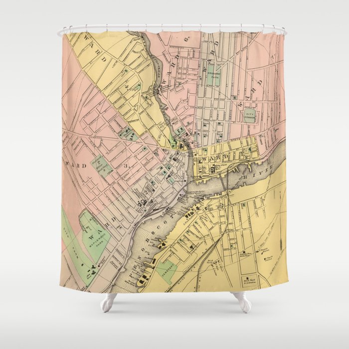 Vintage Map Of Bangor Me 1894 Shower Curtain By Bravuramedia