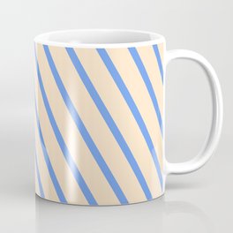 [ Thumbnail: Cornflower Blue & Bisque Colored Pattern of Stripes Coffee Mug ]