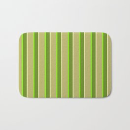 [ Thumbnail: Green, Pale Goldenrod, Dark Khaki & Chartreuse Colored Lines/Stripes Pattern Bath Mat ]