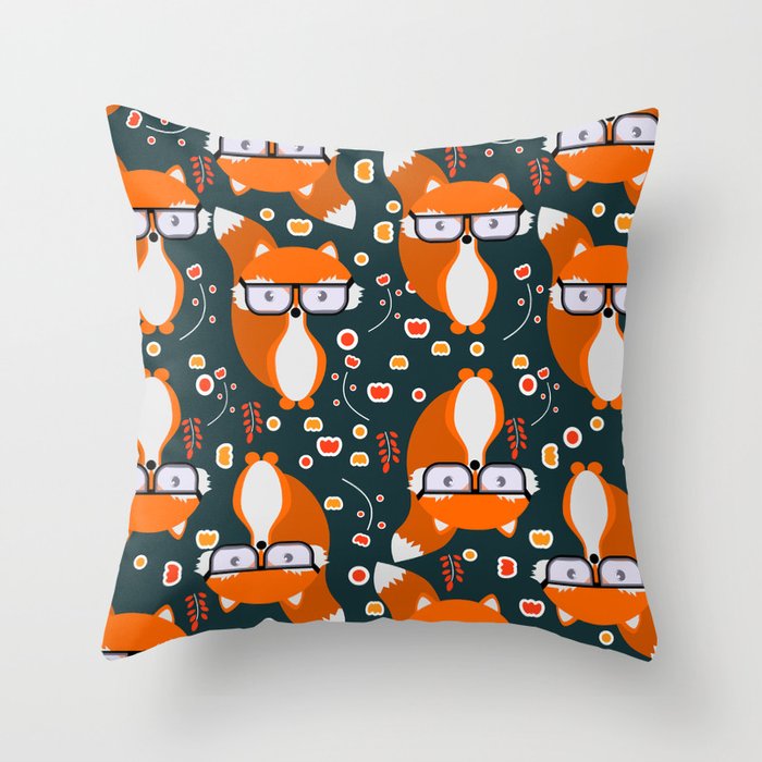 Hipster foxes Throw Pillow