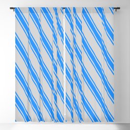 [ Thumbnail: Light Gray and Blue Colored Striped Pattern Blackout Curtain ]