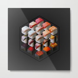 Sushi Cubed Metal Print | Lunch, Painting, Food, 3D, Design, Square, Cube, Squared, Simple, Sashimi 