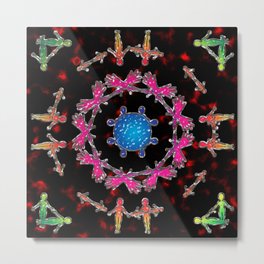 Alien Gemstone Mandala With Red Plasma Metal Print