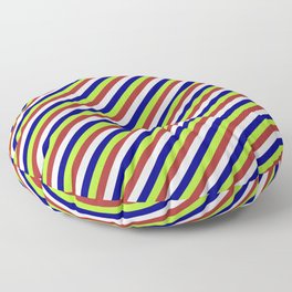 [ Thumbnail: Light Green, Brown, Lavender & Blue Colored Stripes/Lines Pattern Floor Pillow ]