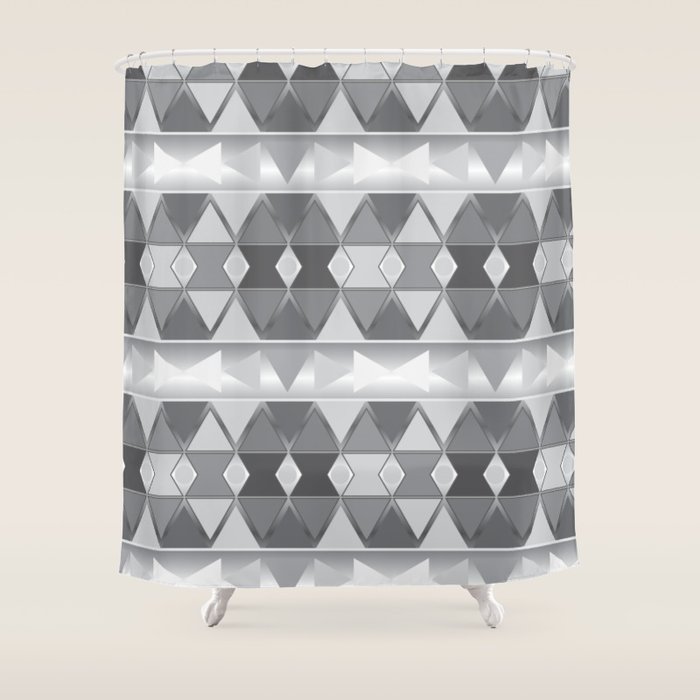 Gray Triangle Abstract Shower Curtain By Antones