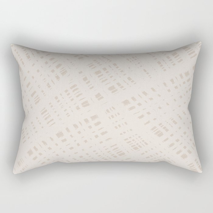 Rough Weave Painted Abstract Burlap Painted Pattern in Light Mushroom Beige Rectangular Pillow