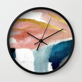 Exhale: a pretty, minimal, acrylic piece in pinks, blues, and gold Wall Clock