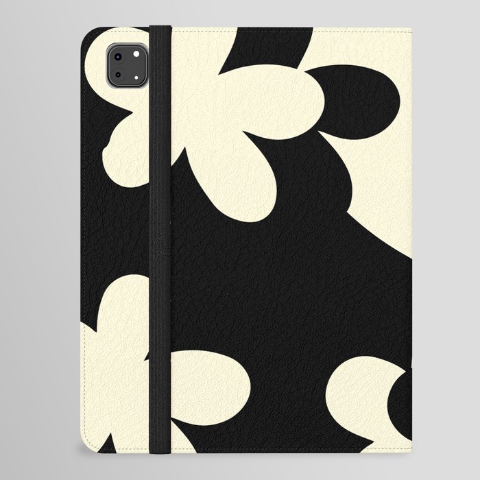  Abstraction #7 - Black and Linen Floral Art Print - Mid Century Modern Organic  iPad Folio Case