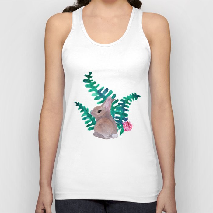 Spring Rabbits with Gold Clover Tank Top