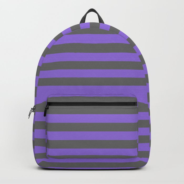 Dim Grey and Purple Colored Pattern of Stripes Backpack