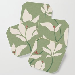 Vintage Tokoyo Flower In Green And White Coaster